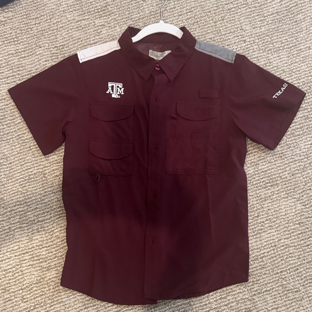 Kids Maroon Button Down Shirt Texas A&M